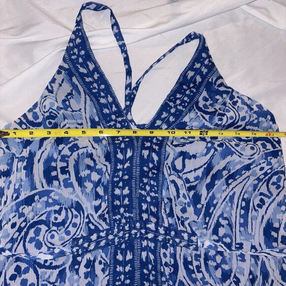 BOSTON PROPER Blue White Paisley Print Boho High Low Sundress Size 8 EUC - Picture 10 of 13